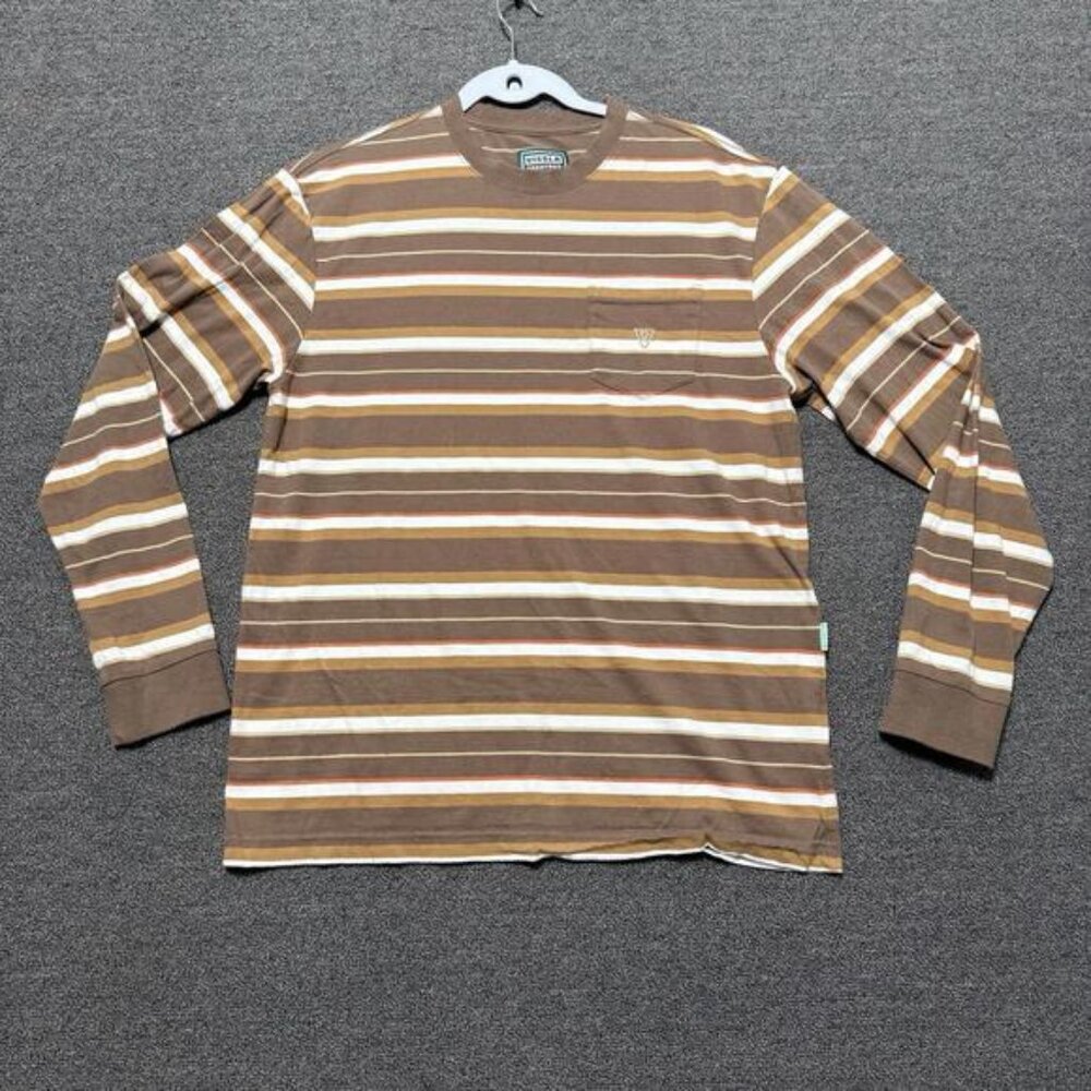 Vissla Creators Brown Y2K Style Striped Skate Top Sleeve Cotton Men’s Medium